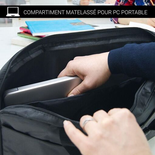 Sacoche Ordinateur 17 pouces et porte document Noir - 6