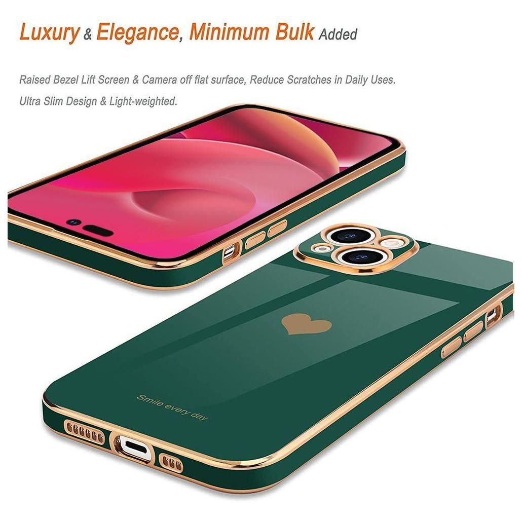 Coque Silicone Iphone 14 Vert Nuit Antichoc Motif CUr + 2 Protecteurs D'ec... - 3
