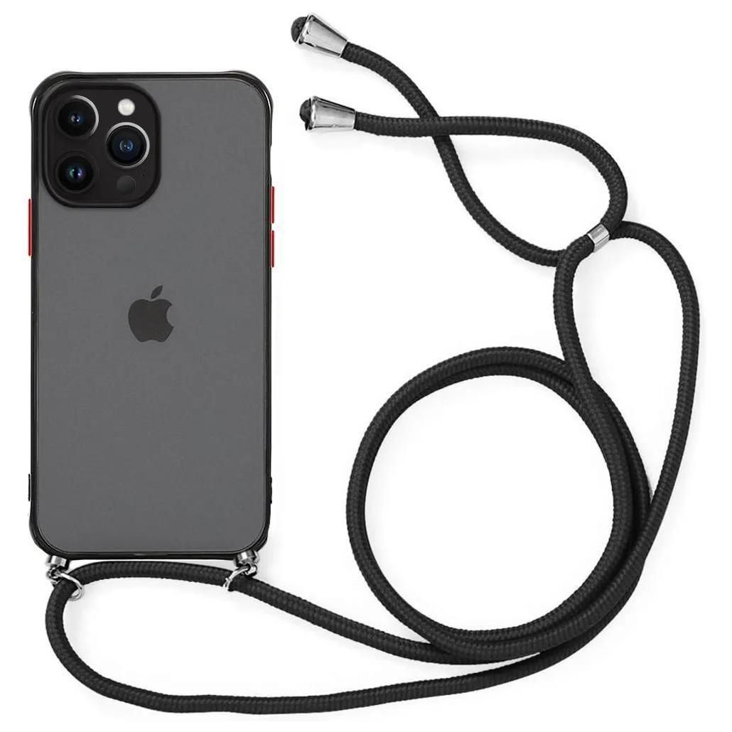 Coque Cordon R�glable Pour Iphone 14 Pro Max Noir Rigide Silicone + Pc - 5