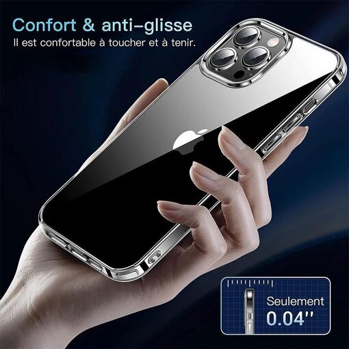 Pack Accessoires IPhone 15 Pro Max : Coque Silicone Transparente + 2 Verres Trempés - Neuf