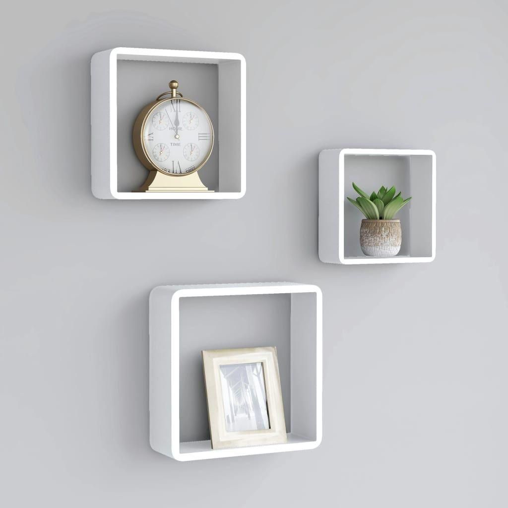 Vidaxl tagres Murales Sous Forme De Cube 3 Pcs Blanc Mdf