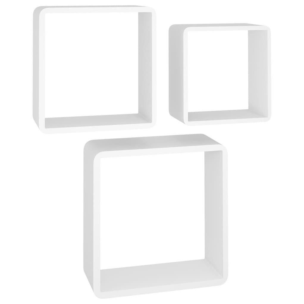 Vidaxl tagres Murales Sous Forme De Cube 3 Pcs Blanc Mdf - 2