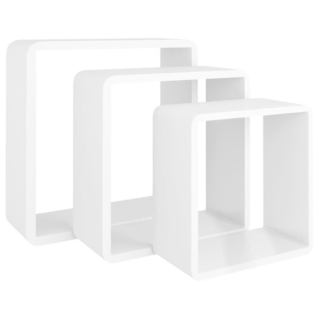 Vidaxl tagres Murales Sous Forme De Cube 3 Pcs Blanc Mdf - 4