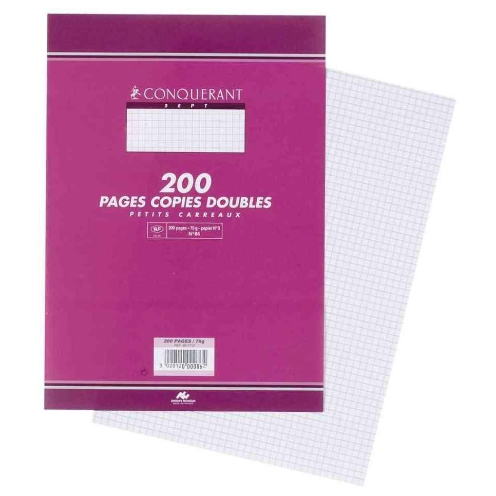 Conqurant Sept Lot De 3 Etuis 50 Copies Doubles Non Perfores A4 Petit Car...