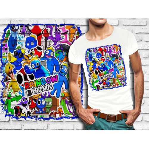 T-Shirt Blanc Homme Jeu Video Rainbow Friends 693