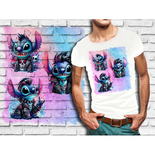 T-Shirt Blanc Homme Stitch Punk Rock 688
