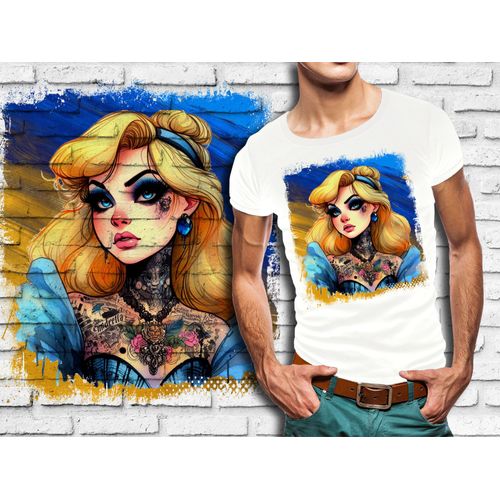 T-Shirt Blanc Homme Princesse Punk Rock Cendrillon 680