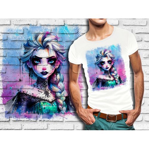 T-Shirt Blanc Homme Princesse Punk Rock Elsa 677