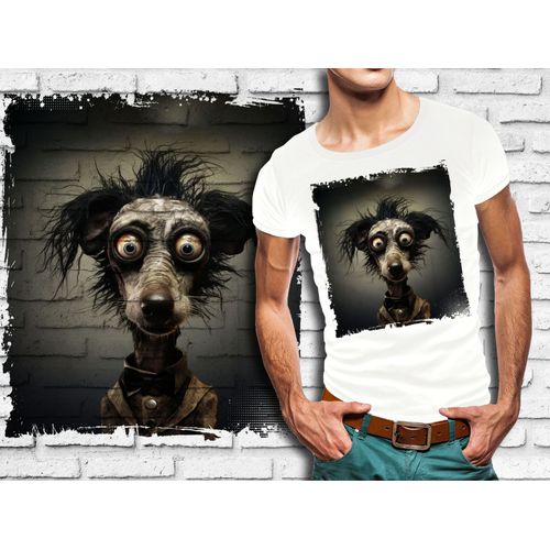 T-Shirt Blanc Homme Style Burton Chien Dark Halloween 726