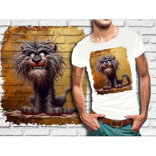 T-Shirt Blanc Homme Humour Lion Drole Destroy 758