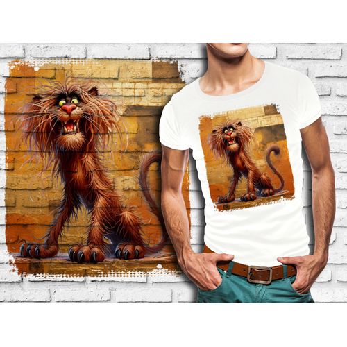 T-Shirt Blanc Homme Humour Lion Drole Destroy 752