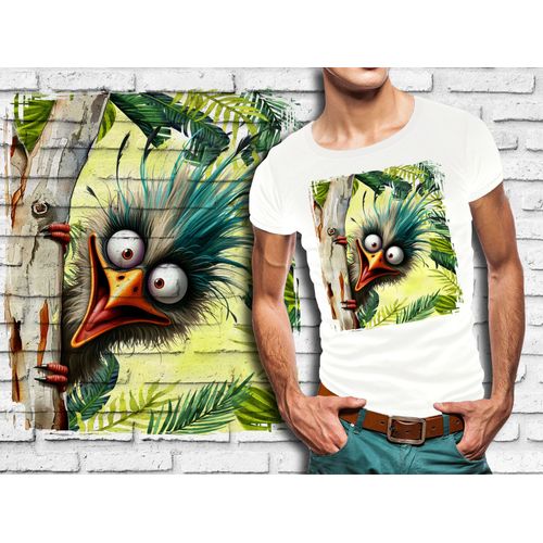 T-Shirt Blanc Homme Animal Drole Oiseau Exotique 831