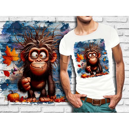 T-Shirt Blanc Homme Humour Singe Drole Destroy Crazy Monkey 793