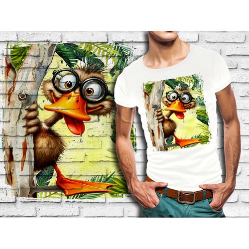 T-Shirt Blanc Homme Animal Drole Canard 816