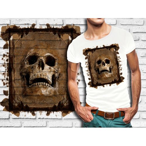 T-Shirt Blanc Homme Tete De Mort Skull Design 594