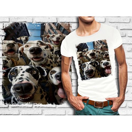 T-Shirt Blanc Homme Groupe Animaux Dalmatiens 856