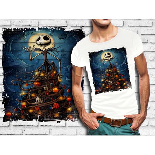 T-Shirt Blanc Homme Style Burton Mr Jack Skellington 642