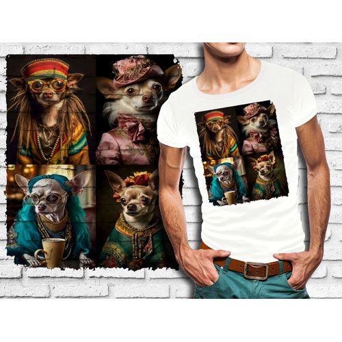 T-Shirt Blanc Homme Chien Chihuahua Style 751