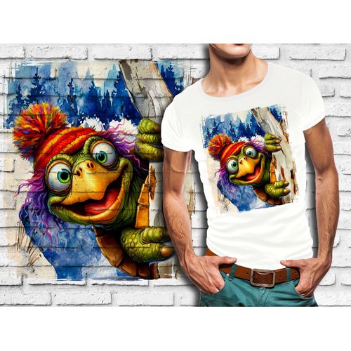 T-Shirt Blanc Homme Animal Drole Tortue 812
