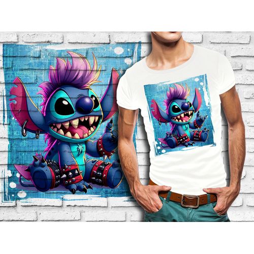 T-Shirt Blanc Homme Stitch Punk Rock 692