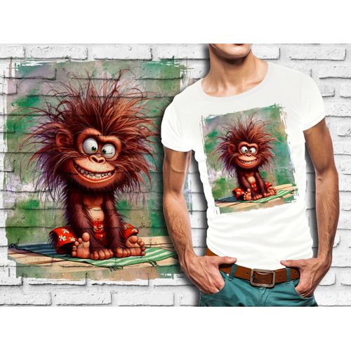 T-Shirt Blanc Homme Humour Singe Drole Destroy Crazy Monkey 786