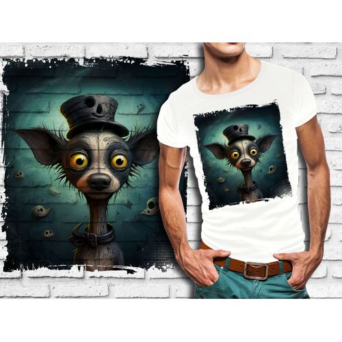 T-Shirt Blanc Homme Style Burton Chien Dark Halloween 722