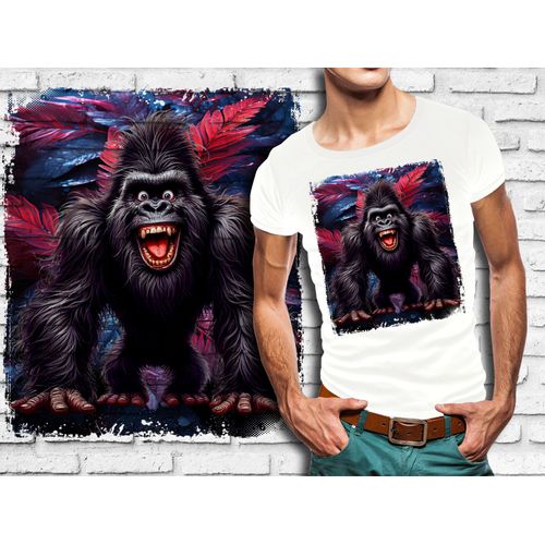 T-Shirt Blanc Homme Humour Singe Drole Destroy Crazy Monkey 781