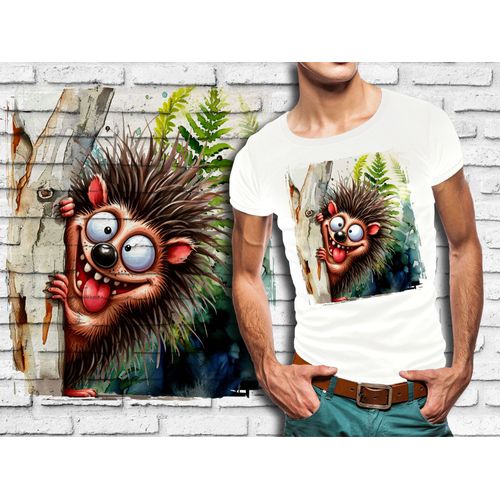T-Shirt Blanc Homme Animal Drole Herisson 823