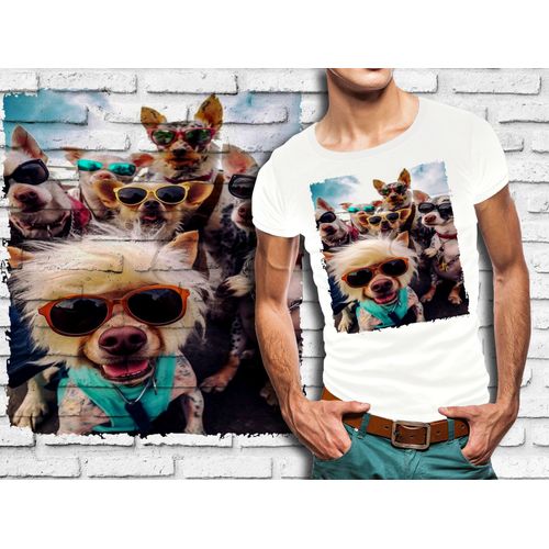 T-Shirt Blanc Homme Groupe Animaux Chien Chihuahuas 866