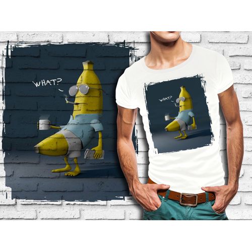 T-Shirt Blanc Homme Humour Drole Banane Cafe Clope 852