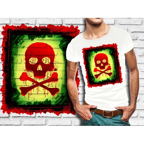 T-Shirt Blanc Homme Tete De Mort Skull Design 586