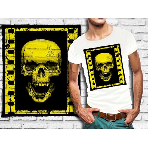 T-Shirt Blanc Homme Tete De Mort Skull Design 565