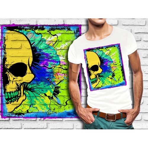 T-Shirt Blanc Homme Tete De Mort Skull Design 570