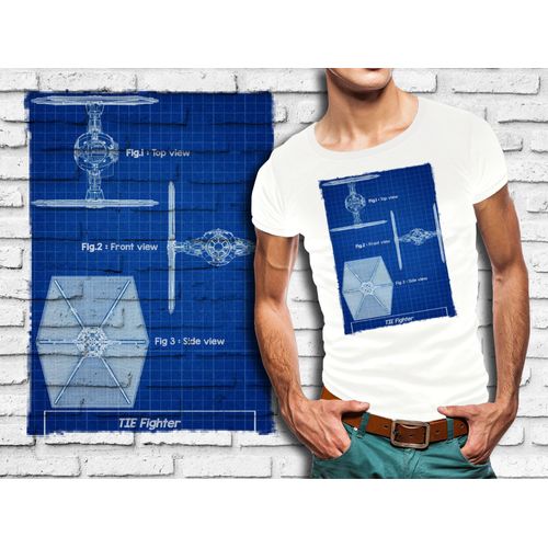T-Shirt Blanc Homme Star Wars Plan Vaisseau Star Wars 561