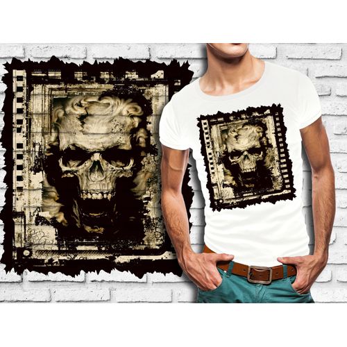 T-Shirt Blanc Homme Tete De Mort Skull Design 581