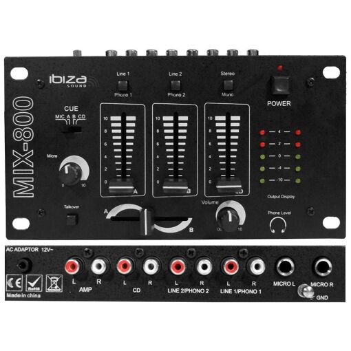 Pack sono IBIZA DJ300N 480W + table de mixage + 2 HP + mic - 3