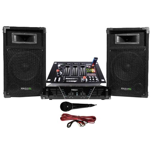 Pack Sono ampli + enceintes 500W + Table de mixage