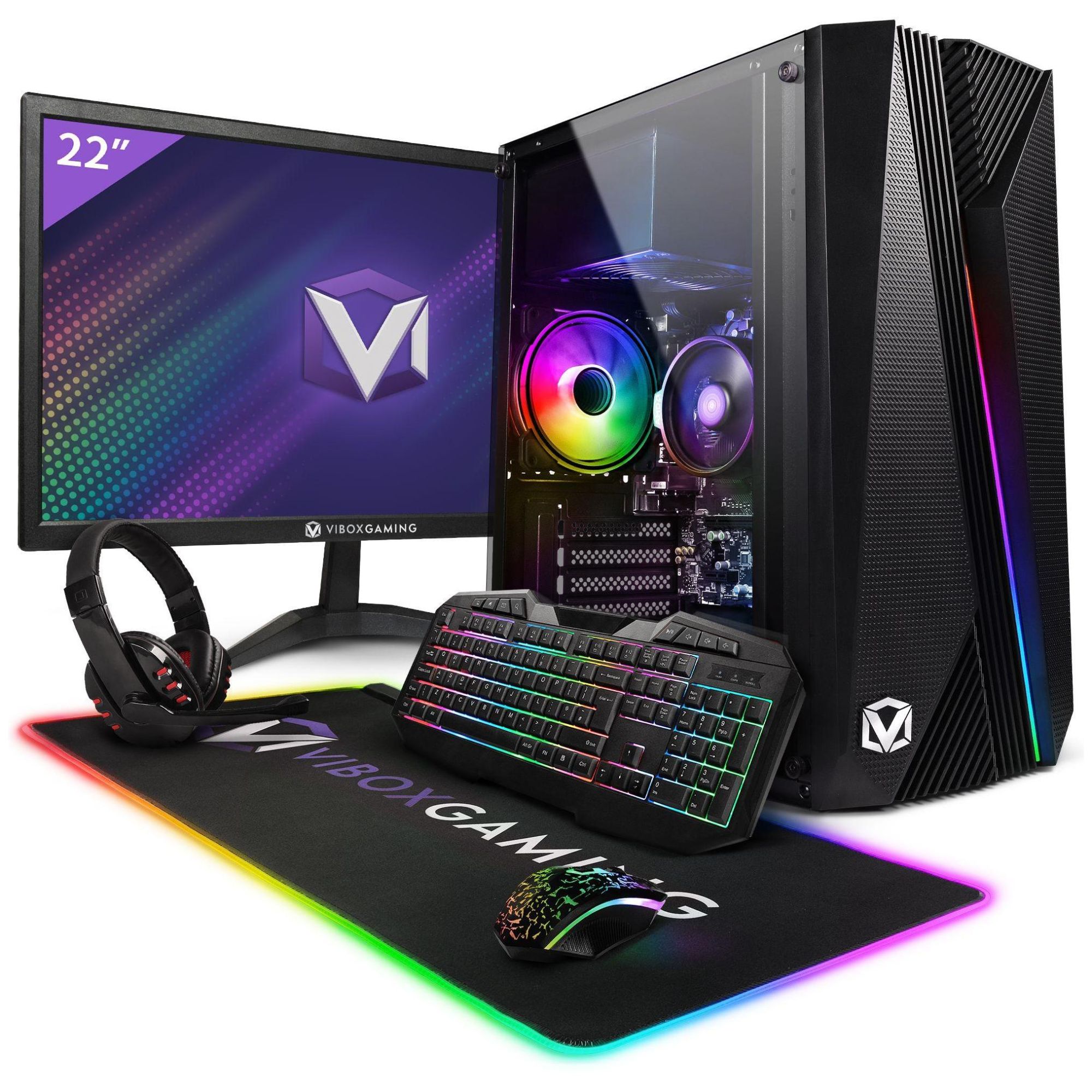 Vibox I-28 PC Gamer - 22'' cran Pack - Quad Core AMD Ryzen 3200G Processeu...