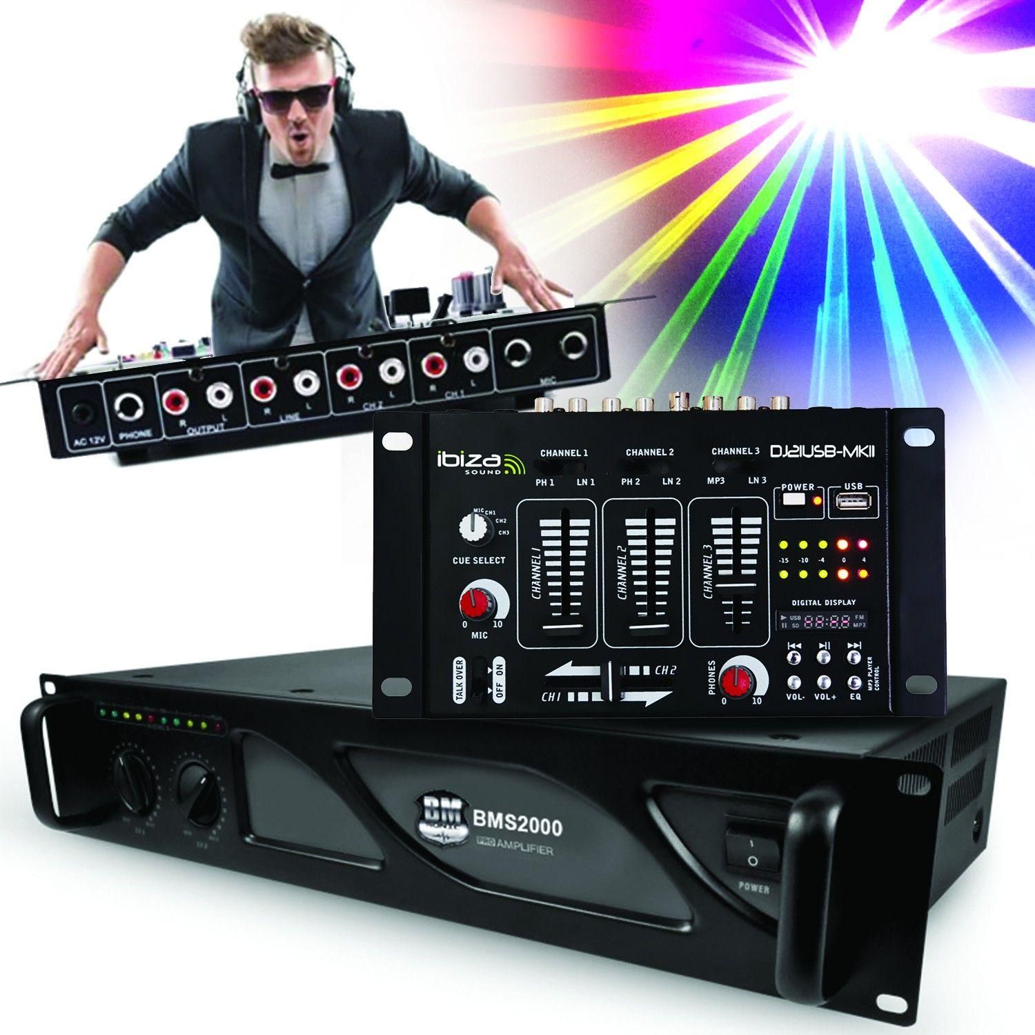 Pack DJ SONO IBIZA SOUND 3200W DISCO12 SET Enceintes + Ampl+ Table de Mixag... - 3