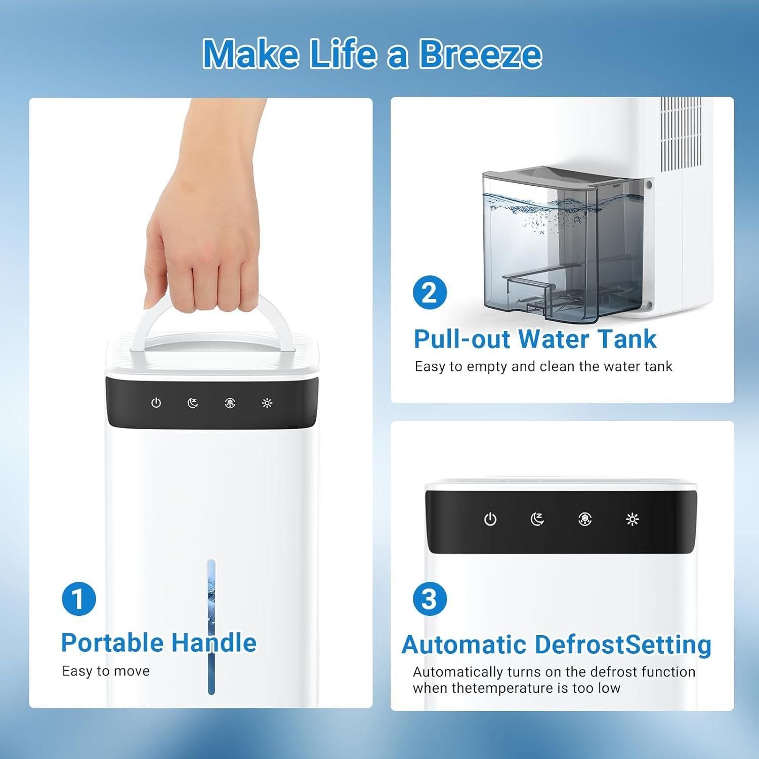 Deshumidificateur D' Air Anti Moisissure,Dshumidificateur De 2.6L Pour La ... - 8