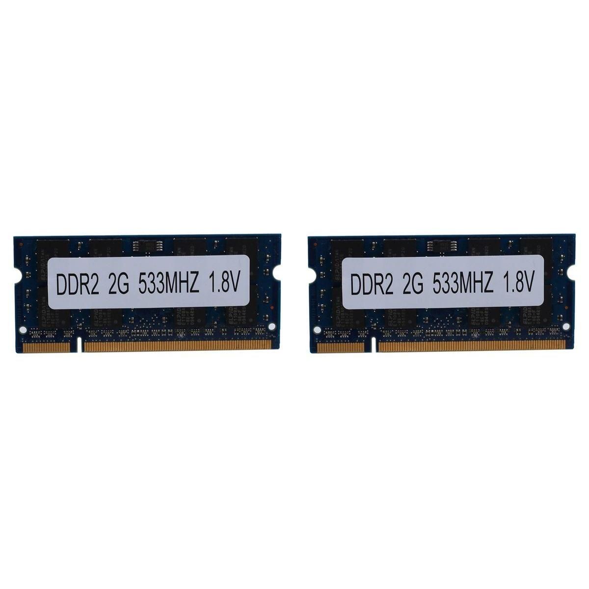 2X Mmoire pour Ordinateur Portable DDR2 2 Go Ram 533 Mhz PC2 4200 SODIMM ...