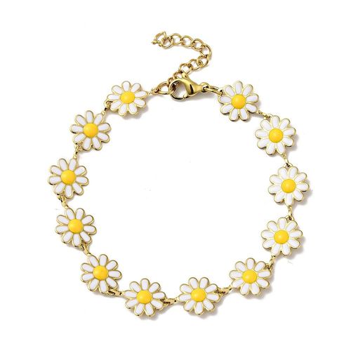 Bracelet Fleurs Marguerites En Acier Inoxydable