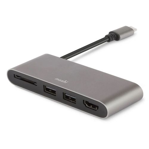 Hub USB-C Multiports 3-en-1 USB-C HDMI/HDCP 4K Ultra-compact 104 Mo/s Moshi Gris