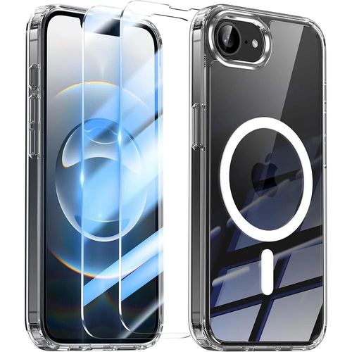 Coque Pour Iphone 16e, Protection Silicone Avec Anneau Magnétique + 2 Verres Trempés Transparent - E.F.Connection