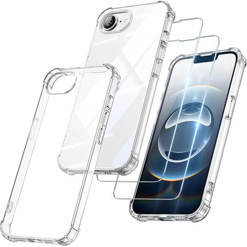 Coque Pour Iphone 16e - Protection Silicone Renforcé Antichoc Transparent + 2 Verres Trempés - E.F.Connection