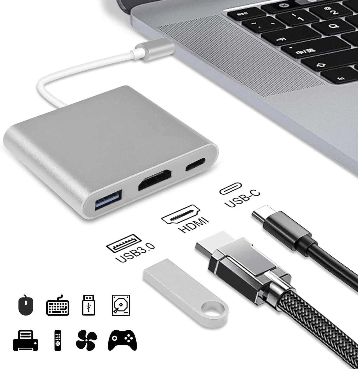 3-in-1 Adaptateur USB C HDMI Light-Ning vers HDMI Cble HDMI pour TV Adapta... - 2