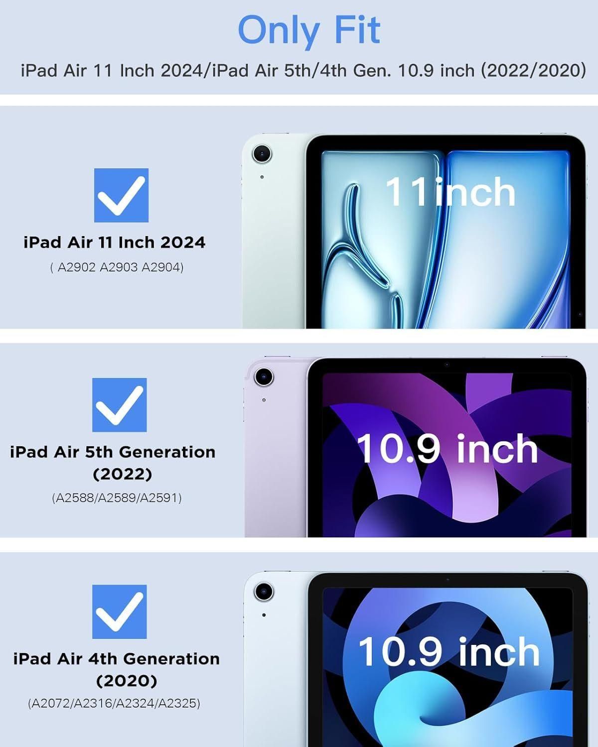 Coque Pour Ipad Air 11 Pouces M2 2024, Ipad Air 6e/5e/4e Gnration 2024/20... - 2