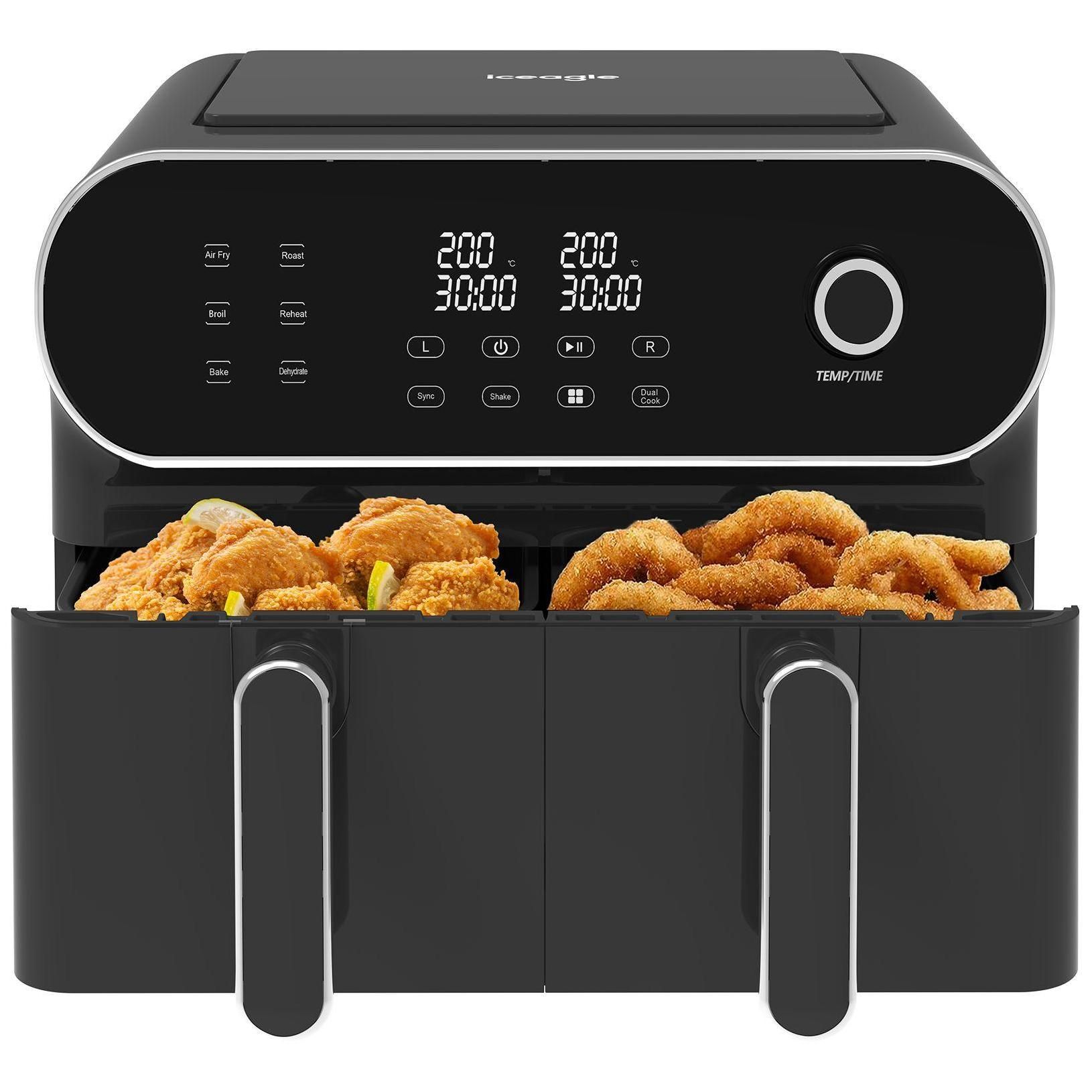 iceagle Friteuse Sans Huile 11L,Air Fryer Dual Zone Friteuse a Air avec 2 T...