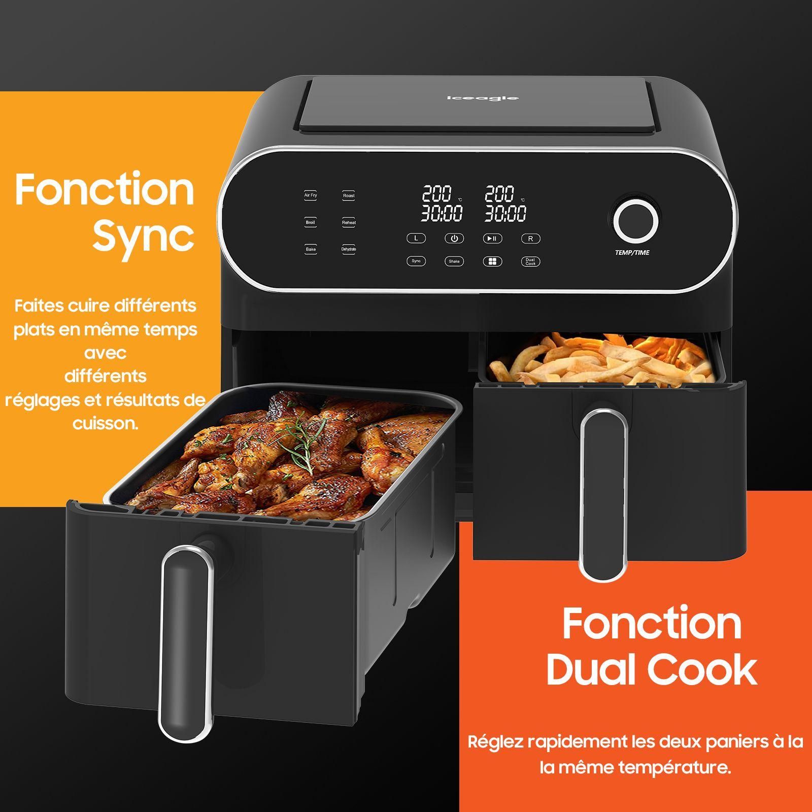 iceagle Friteuse Sans Huile 11L,Air Fryer Dual Zone Friteuse a Air avec 2 T... - 4