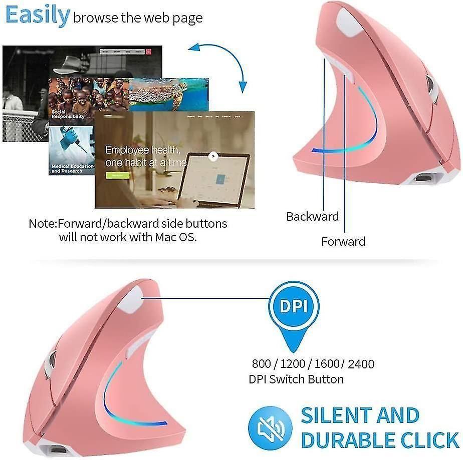 Souris verticale, souris verticale rechargeable ergonomique sans fil 2,4 GH... - 4